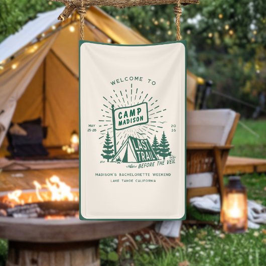 Retro Kamp Bachelorette Meisjes Camping Weekend Spandoek