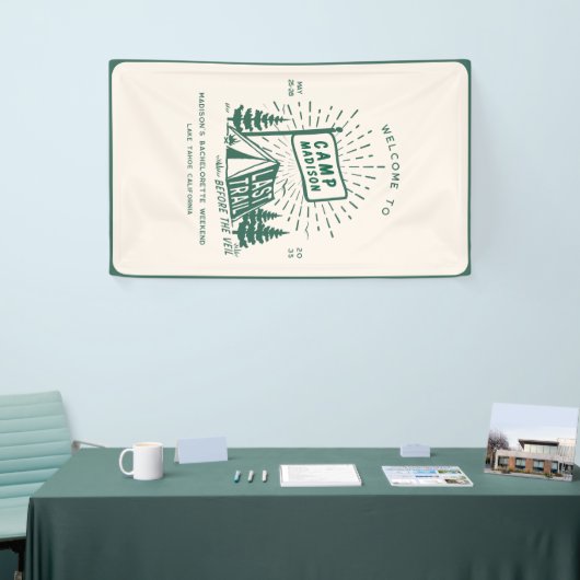 Retro Kamp Bachelorette Meisjes Camping Weekend Spandoek (Beurs)