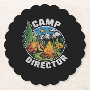 Retro Kampdirecteur Camping Zomer Kamp Grappig Kam Kartonnen Onderzetters