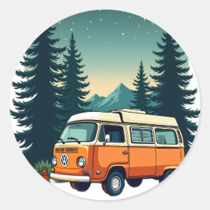 Retro Kampeer Avontuur Van Leven Bos Verkenner O Ronde Sticker