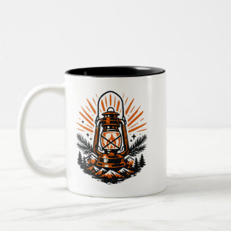 Retro Kampeerlantaarn Koffiemok | Retro Buitenleve Tweekleurige Koffiemok