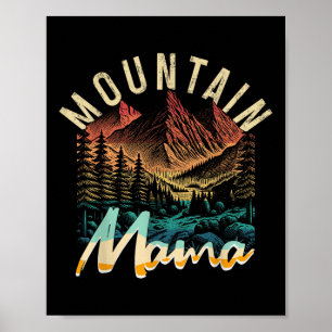 Retro Kamperen Wandelen Berg Mama Avontuur Poster