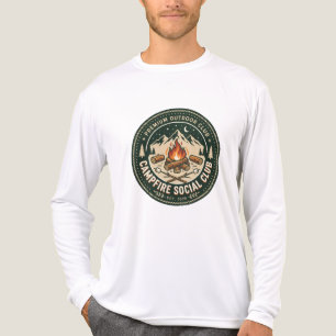 Retro Kampvuur Sociale Club Berg Buiten Badge Tri-Blend Shirt