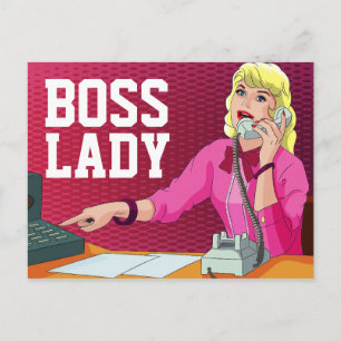 RETRO KANTOOR BOSS LADY BRIEFKAART