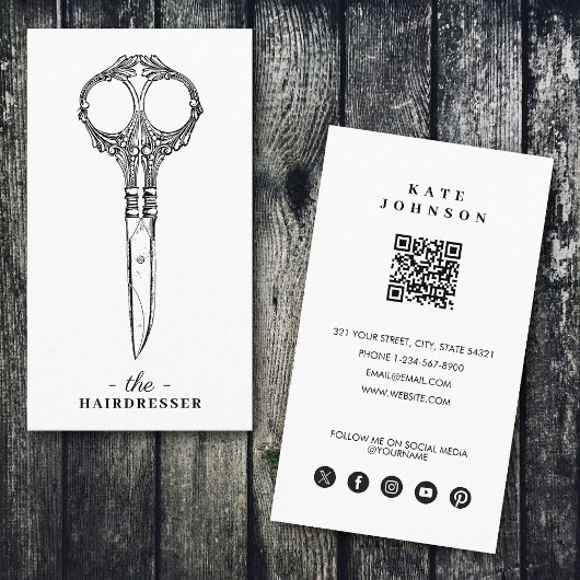 Retro Kapper Kapper Schoonheidssalon QR Code Visitekaartje