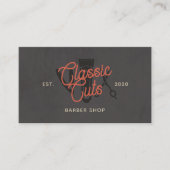 Retro kapperszaak, haarstylist QR-code Visitekaartje (Voorkant)