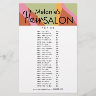 Retro kapsalon flyer prijzenlijst golven