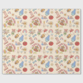 Retro karakterpatroon inpakpapier (Vlak)