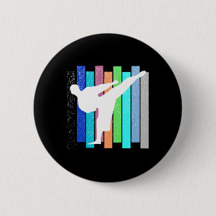 Retro Karate Judo Kickboksen Worstelen Mannen Vrou Ronde Button 5,7 Cm