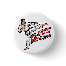 Retro Karate Martial Arts Fighter High Kick Button