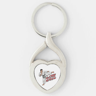 Retro Karate Martial Arts Fighter High Kick Sleutelhanger