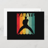Retro  karate silhouette 70s 80s briefkaart (Voorkant / Achterkant)
