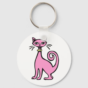 Retro Kat - Aangepast Sleutelhanger