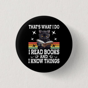 Retro Kat Boeken De Lezer Halloween Leescadeau Ronde Button 3,2 Cm