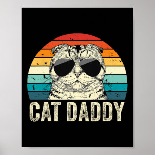 Retro Kat Daddy Verdrietig Schots Fold C Poster