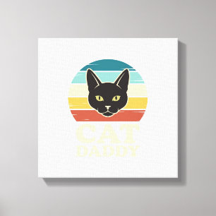 Retro Kat Daddy Zwarte Kat Retro Zonsondergang Shi Canvas Afdruk