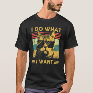 Retro kat dingen voor kat Ik doe wat ik wil kat T-shirt