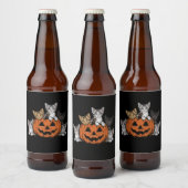 Retro kat Halloween jaren 90 griezelig seizoen Bier Etiket (Flessen)