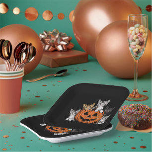 Retro kat Halloween jaren 90 spookseizoen  Papieren Bordje