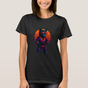 Retro kat in vechtsportuniform Sambo-vechter T-shirt