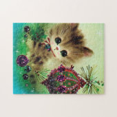 Retro  Kat kerstfeestelijke puzzel (Horizontaal)