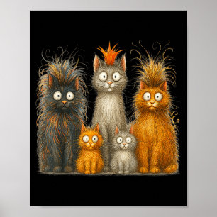 Retro kat kunst gekke grappige kitten cadeau manne poster