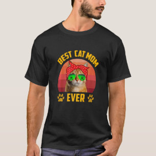 Retro  kat mam Moederdag Beste kat mam E T-shirt