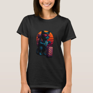 Retro kat met paspoort bagage reizen reiziger t-shirt