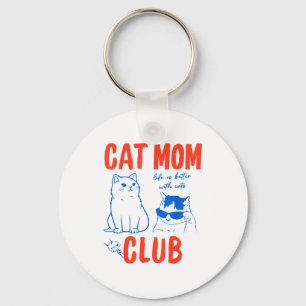 Retro Kat Moeder Club Grappige Kat Meme Mama Oma M Sleutelhanger