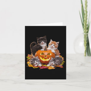 Retro kat pompoen halloween bloemmotief jaren 90 kaart