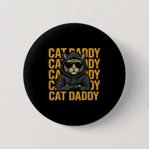 Retro Kat Vader Stijl Dier Cadeau Voor Mannen Vrou Ronde Button 5,7 Cm