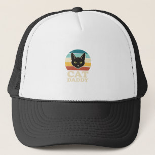 Retro Kat Vader Zwarte Kat Retro Zonsondergang Shi Trucker Pet