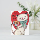 Retro  kat Valentijn Vakantie briefkaart (Staand voorkant)