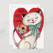 Retro  kat Valentijn Vakantie briefkaart (Voorkant / Achterkant)
