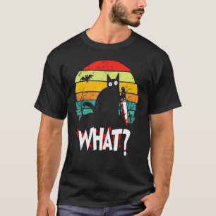 Retro Kat wat zwart Kat met dodelijke Mannen T-shirt