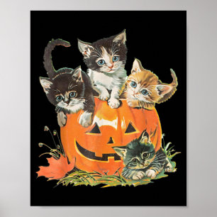 Retro Kat Y Halloween Zwarte Kitten Kostuum Poster