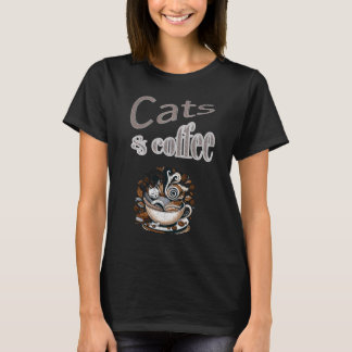 Retro Katten en Koffie T-shirt