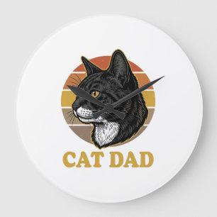 Retro Katten Papa Vintage Kattenliefhebber Shirt O Grote Klok