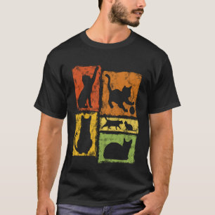Retro katten typische poses grafisch voor kattenva t-shirt