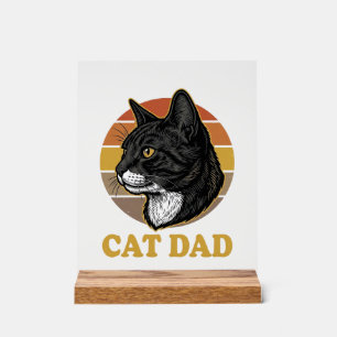 Retro Katten Vader Vintage Kattenliefhebber Shirt Acryl Bord