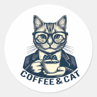  retro kattenkoffie (2) ronde sticker