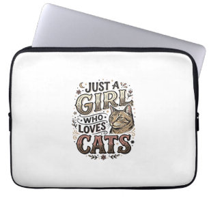 Retro kattenliefhebber meisje typografie ontwerp_1 laptop sleeve