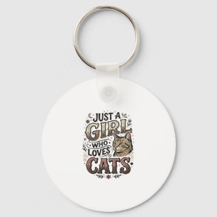 Retro kattenliefhebber meisje typografie ontwerp_1 sleutelhanger