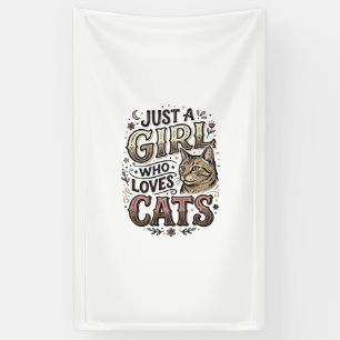 Retro kattenliefhebber meisje typografie ontwerp_1 spandoek