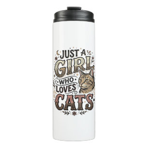 Retro kattenliefhebber meisje typografie ontwerp_1 thermosbeker