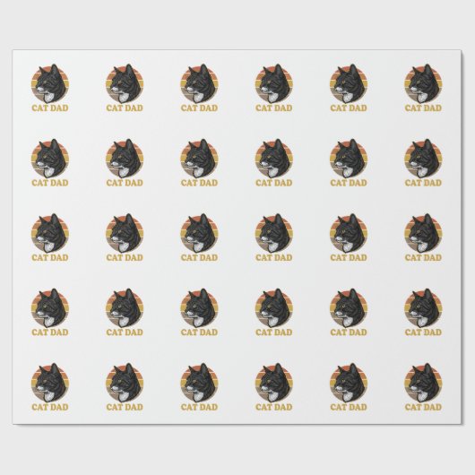 Retro Kattenvader Vintage Kattenliefhebber Shirt O Cadeaupapier (Vlak)