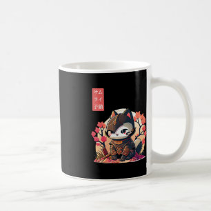 Retro Kawaii Samurai Cat met Cherry Blossom Tree Koffiemok