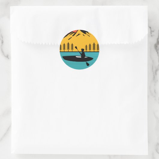 Retro Kayaking bootpaddling in het Tahoe-meer Ronde Sticker (Tas)