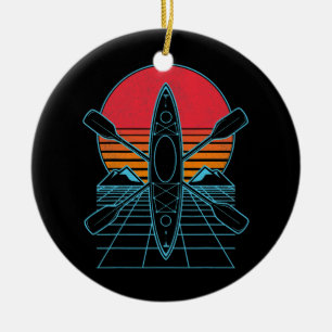 Retro Kayaking Kayak Paddling  Keramisch Ornament