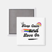 Retro Keep Calm en Love On Magnet Magneet (Voorkant / Achterkant)